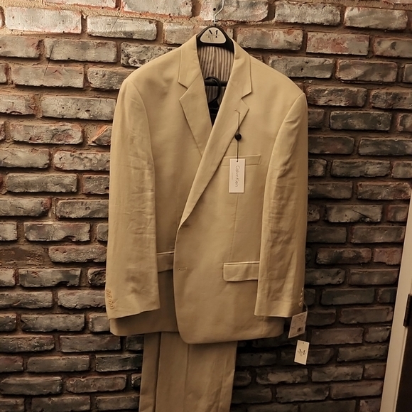 Calvin Klein Other - ☆[HOST PICK]☆ Calvin Klein Tan Linen Suit Jacket & Pants Professional Wear/ Work